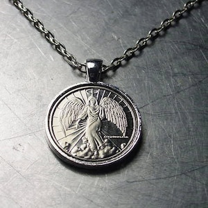 GUARDIAN ANGEL NECKLACE Pendant Angel Coin Token set in Silver / Copper / Brass image 1