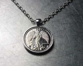 GUARDIAN ANGEL NECKLACE Pendant Angel Coin Token set in Silver / Copper / Brass