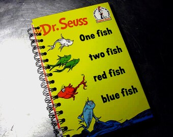 SEUSS One Fish Two Fish JOURNAL Vintage Book Altered