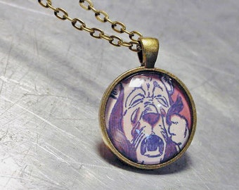 WIZARD of OZ  PENDANT  Cowardly  Lion Crying Upcycled Rare 1903 Illustration