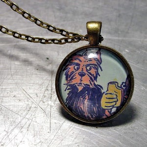 WIZARD of OZ  Pendant  TOTO Toast  Brass Necklace Rare 1903 Illustration
