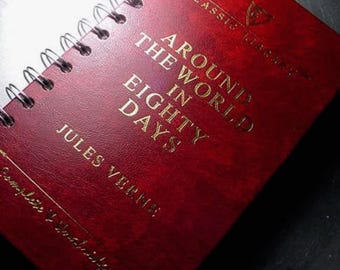 Travel Journal AROUND the WORLD in EIGHTY Days  Notebook Recycled Book