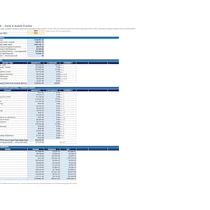 Puede incluir: Una hoja de cálculo de panel de control Farm & Ranch Tracker para el año 2024. El documento presenta tablas que detallan datos financieros, incluyendo ingresos agrícolas totales, gastos operativos, ingresos netos, ingresos por tipo y desglose mensual.