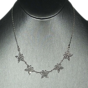 Vintage Sterling Butterfly Butterflies Marcasite Snail Chain Necklace