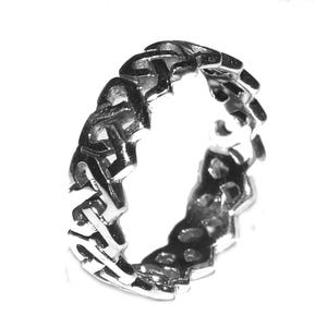 Vintage 90s Style Boho Goth Grunge Celtic Heart Knot Infinity Eternity 5mm Wide Band Sterling 925 Ring