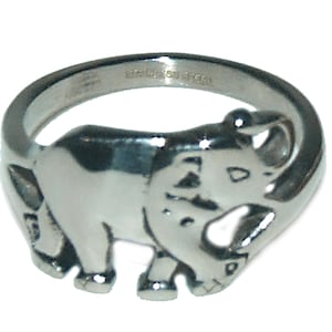Vintage 90s Style Lucky Elephant Good Luck Elephant GENUINE STAINLESS Steel Non Tarnish Unisex Ring