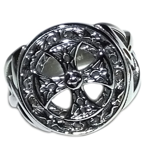 Vintage 90s Style Goth Celtic Cross Maltese Cross Triquetras GENUINE STAINLESS Steel Non Tarnish Unisex Ring