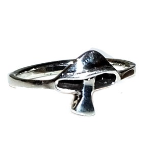 Vintage 90s Style Boho Hippie Cute Small Mushroom Toadstool GENUINE Sterling Silver 925 Unisex Ring