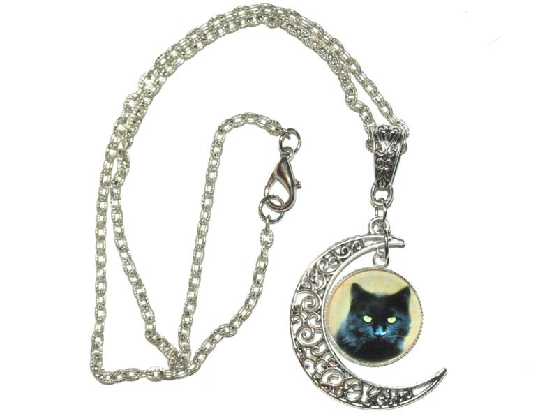 Green eyes cat) Photo Cabochon Glass Silver popular Chain Pendants Necklace