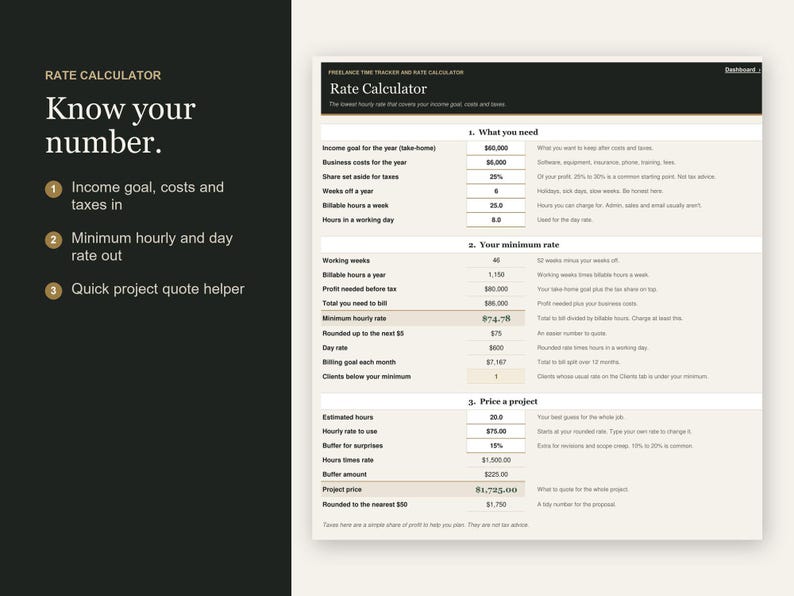 Freelance Time Tracker | Elegant Excel and Google Sheets Template ...