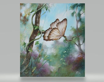 Schmetterling in Acryl auf Leinwand, Gemälde  mit der starken Struktur Original, Unikat