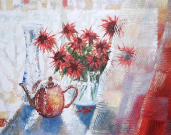 Blumenbild Mit Acrylfarben Gemalt Etsy
