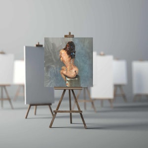 Female nude art in oil on cardboard, naked woman painting, erotic art, original unique image 5
