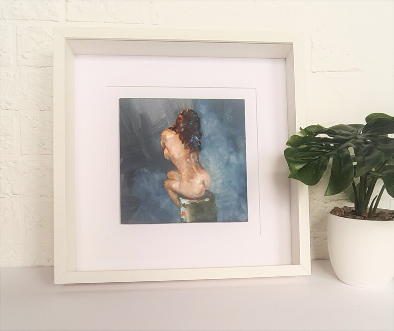 Female nude art in oil on cardboard, naked woman painting, erotic art, original unique image 4