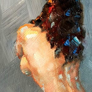 Female nude art in oil on cardboard, naked woman painting, erotic art, original unique image 2