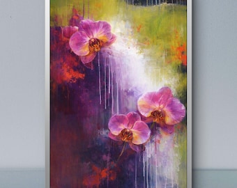 Orchid Oil Painting Made to Order – Abstract Orchid Art – Modern Impasto Oil Artwork – Floral Wall Art Original