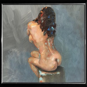 Female nude art in oil on cardboard, naked woman painting, erotic art, original unique image 6