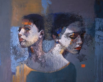 Frauen Gemälde  in Öl auf Leinwand, moderne Ölmalerei, handgemaltes Portrait mit Textur, Original Unikat