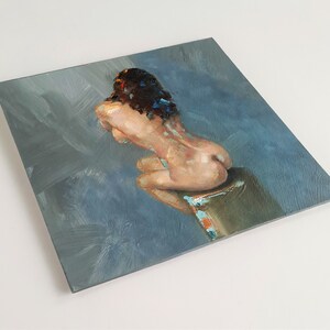 Female nude art in oil on cardboard, naked woman painting, erotic art, original unique image 3