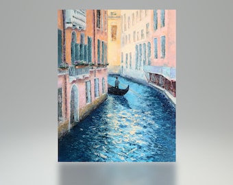 Venedig in Öl auf Leinwand, einzigartiges Gemälde Original Ölbild Impressionismus