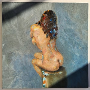 Female nude art in oil on cardboard, naked woman painting, erotic art, original unique image 7