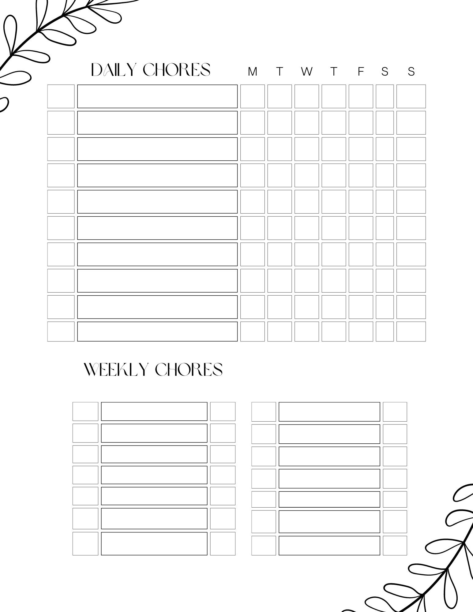 Simple Daily/weekly Chore Chart Printable Planner Family or - Etsy