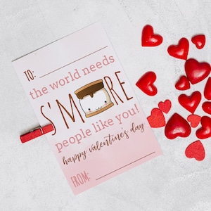 Bearbeitbare Smores-Valentinskarten für Kinder, Schul-Valentinskarten, behandeln Bag Tags und Topper, digitale Datei, Sofortiger Download
