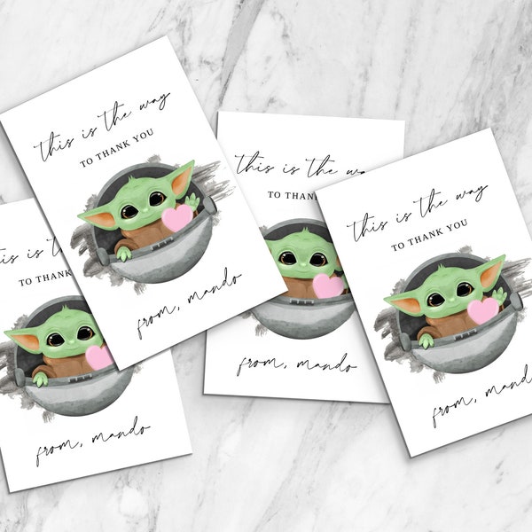 Baby Yoda Favor Tags, Mandalorian Birthday Thank You Tags, Grogu Birthday Tags, Modern Minimal Star Wars birthday, Digital File