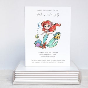 Mermaid Invitation, Little Mermaid Birthday Invitation, Ariel Birthday, Digital Invitation