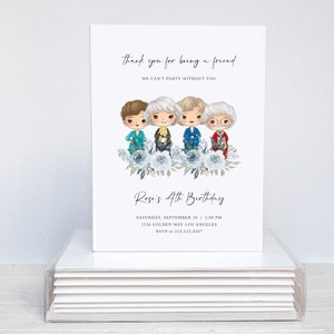 Golden Girls Birthday Invitation, Golden Birthday, Minimalist Modern Golden Girls, Modern Kids Birthday, Digital Invitation