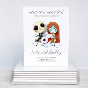 Nightmare Birthday Invitation, Lock Shock Barrel Birthday, Jack and Sally Birthday, Minimalist Modern NBC Invitation, Halloween Birthday
