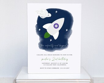 Space Ranger Birthday Invitation: Rocket Design (Digital Download)