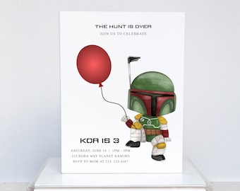 Bounty Hunter Birthday Invitation: Galaxy Fighter (Digital Invitation)