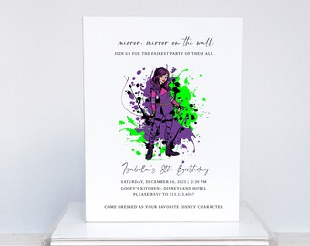 Descendants Birthday Invitation: Mal & Evie, Modern Villain (Editable)