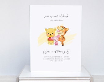 Winnie the Pooh Birthday Invitation: Tigger, Piglet (Digital)