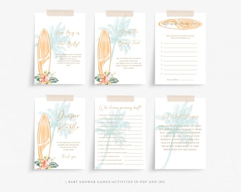 Surfboard Baby Shower Games: Luau Theme (Digital Download)