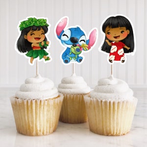Luau First Birthday, Lilo and Stitch Birthday, Hawaiian theme Birthday, Modern Minimalist Luau Cupcake Topper, Digital Printable