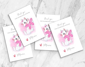 Cat Birthday Thank You tags, Marie Party Favors, Aristocats Birthday, Digital Birthday Decorations