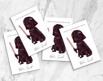 Galaxy Vader Birthday Favor Tags: Modern Thank You Notes (Digital Invitation)