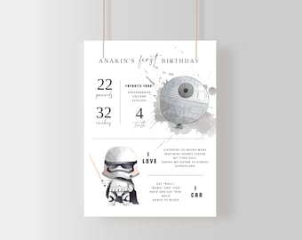 Trooper Galaxy Birthday Milestone Sign: Modern Dark Side (Digital)