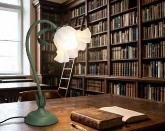Lampe de bureau fleurie - Lampe de chevet tulipe vintage - Lampe de nuit à col de cygne - Cadeau de décoration de chambre Coquette pour elle