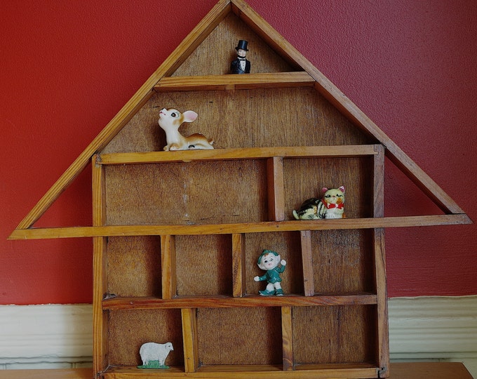 Vintage Folk Art House Shaped Shadow Box Curio Shelf Etsy