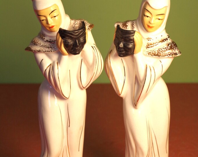 Midcentury Modern 1950s Vintage Asian Ceramic Figurines Etsy