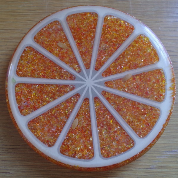 Vintage 1960s Orange Slice Resin Lucite Plastic Trivet by Wondermold