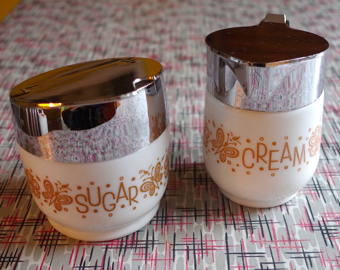 Vintage Gemco Cream and Sugar Set Butterfly Design Etsy