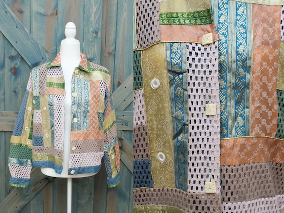 Bohemian Patchwork Jacket // Mixed Fabric Pattern… - image 1