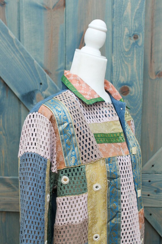 Bohemian Patchwork Jacket // Mixed Fabric Pattern… - image 6