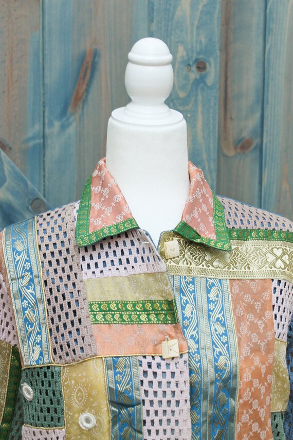 Bohemian Patchwork Jacket // Mixed Fabric Pattern… - image 7