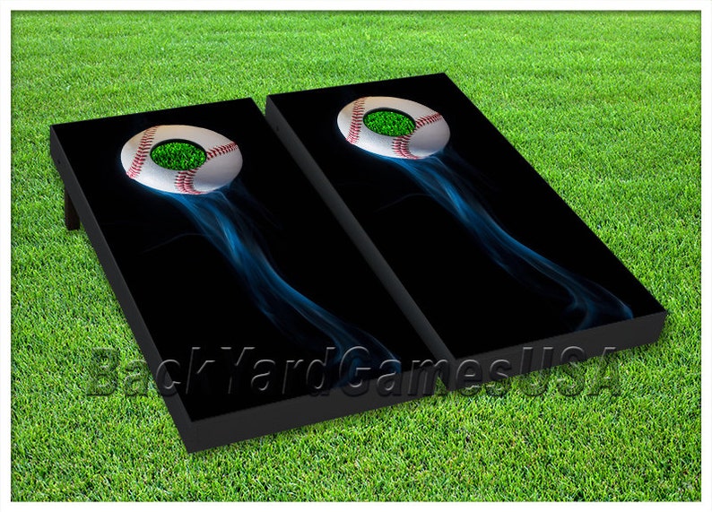 Custom Cornhole Boards with bags Baseball Fastball Cornhole Boards Smokin Baseball Game Set 029