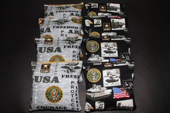 QUALITY SET OF 8 US ARMY /& CAMO CORNHOLE BAGS